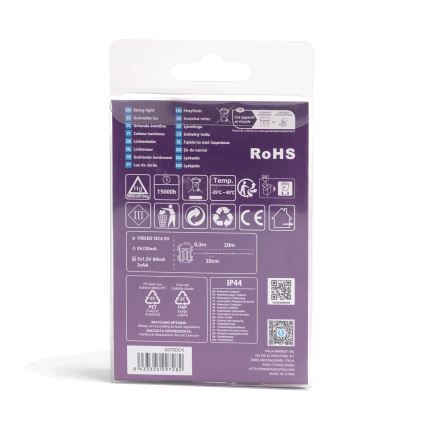 Aigostar - LED āra virtene 100xLED/8 funkcijas/3xAA10,3m IP44 daudzkrāsaina