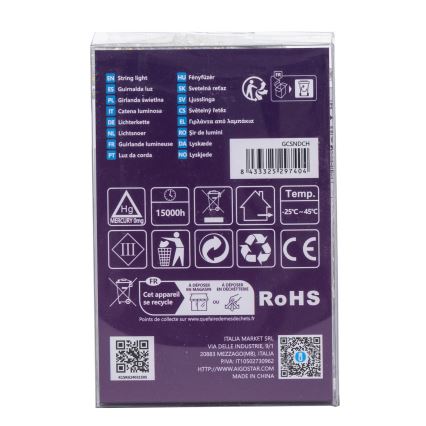 Aigostar -LED āra virtene 100xLED/8 funkcijas 3xAA 10,3m IP44 silti balta