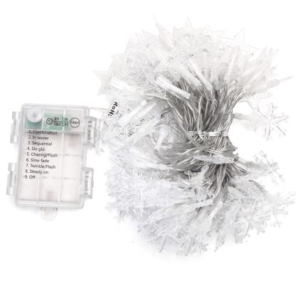 Aigostar - LED āra gaismas virtene 100xLED/8 funkcijas 3xAA 10 m IP44 auksti balta