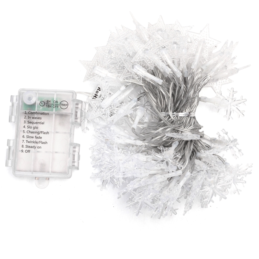 Aigostar - LED āra gaismas virtene 100xLED/8 funkcijas 3xAA 10 m IP44 auksti balta