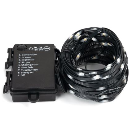 Aigostar - LED āra virtene 150 LED / 8 režīmi 3xAA 15,3 m IP44 silti balta