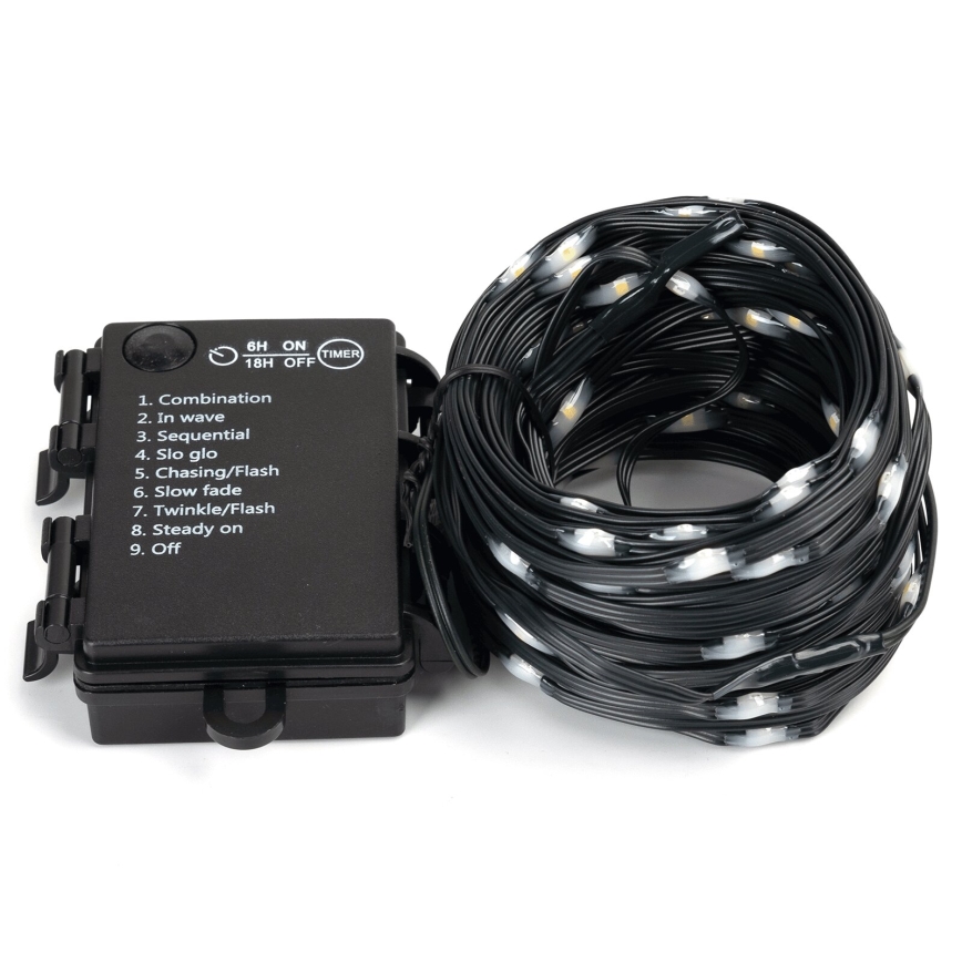 Aigostar - LED āra virtene 150 LED / 8 režīmi 3xAA 15,3 m IP44 silti balta