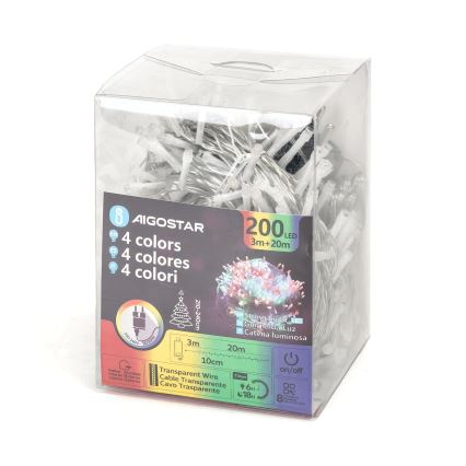 Aigostar - LED āra virtene, 200 LED, 8 režīmi, 23 m, IP44, daudzkrāsaina