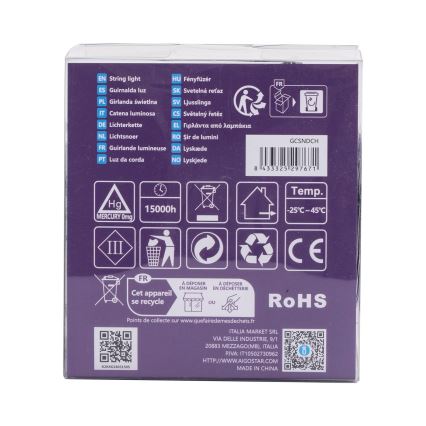 Aigostar - LED āra virtene 200xLED/8 funkcijas 3xAA 10,3m IP44 silta balta