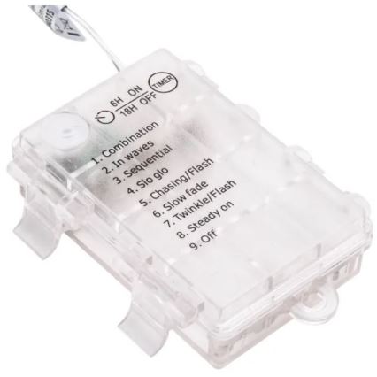 Aigostar - LED āra  virtene 25xLED/3xAA/8 funkcijas 2,8 m IP44 silti balta