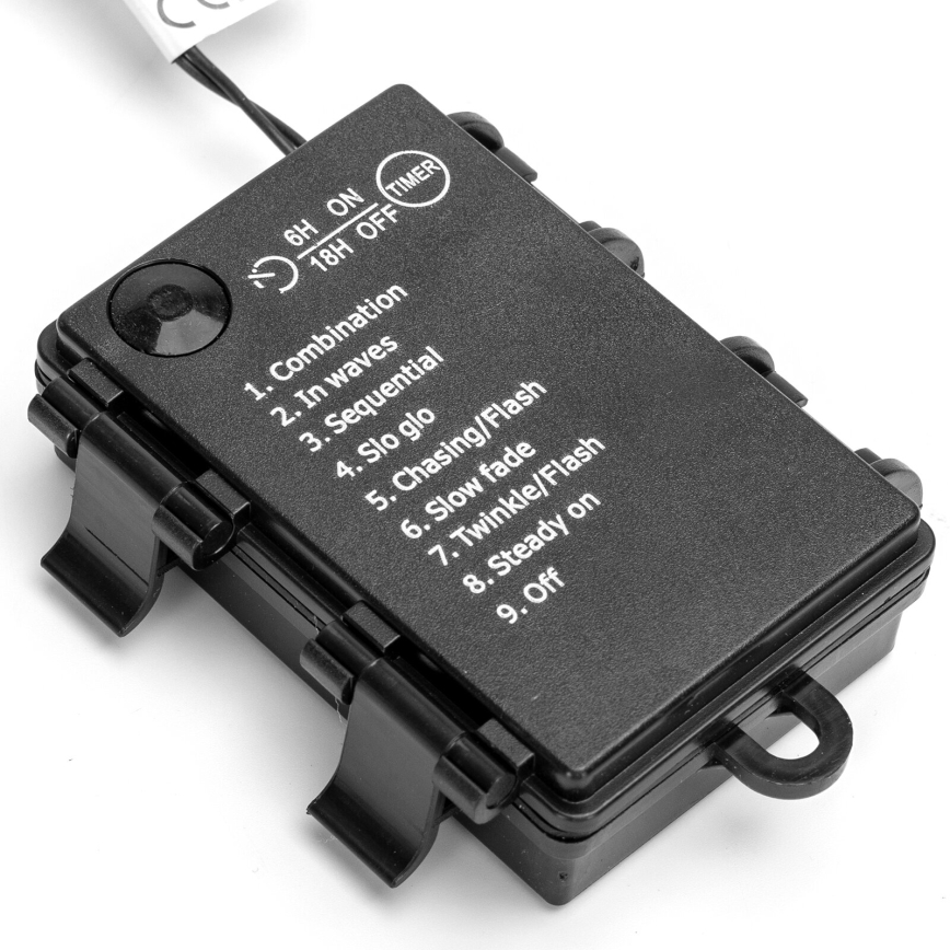 Aigostar-LED Āra virtene 300xLED/8 režīmi 3xAA 15,3m IP44 silti balta