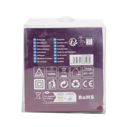 Aigostar - LED āra virtene, 50 LED, 8 režīmi, 8 m, IP44, silti balta