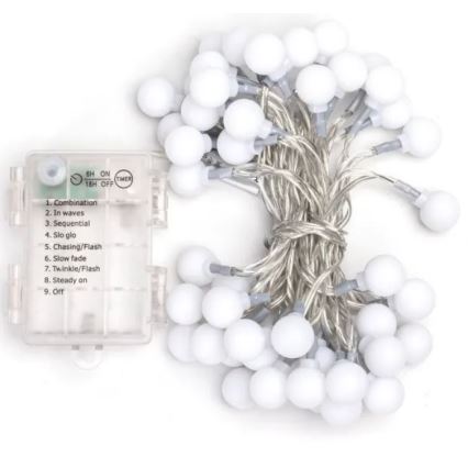 Aigostar - LED āra ziemassvētku virtene 50xLED/3xAA/8 funkcijas 5,3 m IP44 auksti balta