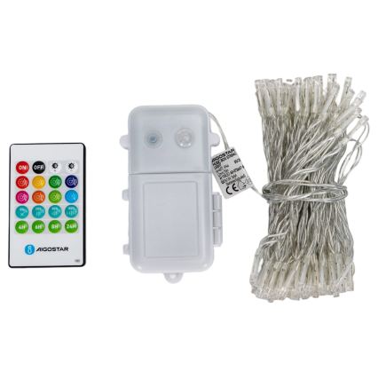 Aigostar - LED dimējama āra Ziemassvētku virtene ar kustības sensoru 100xLED/3xAA 12m silti balta + tālvadība