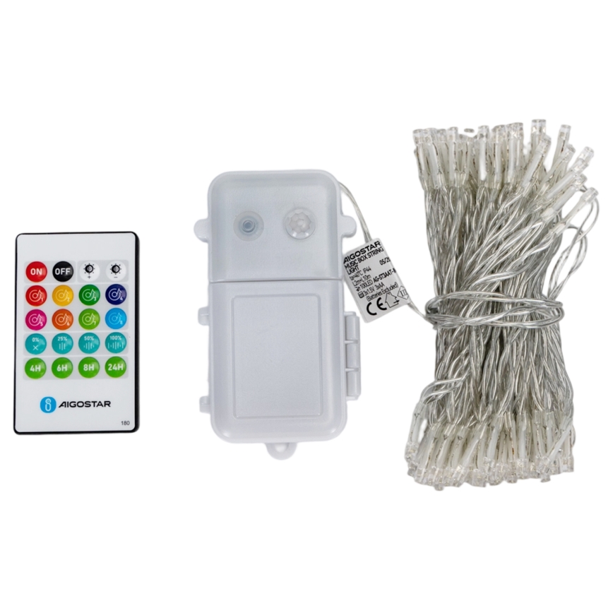 Aigostar - LED dimējama āra Ziemassvētku virtene ar kustības sensoru 100xLED/3xAA 12m silti balta + tālvadība