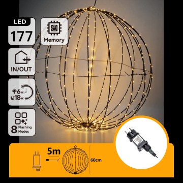 Aigostar - LED āra Ziemassvētku dekorācija 177xLED/3,6W/230V 60 cm IP44 siltā balta