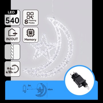 Aigostar - LED Āra Ziemassvētku dekorācija 540xLED/6W/230V 43 cm IP44 auksti balta mēnestiņš
