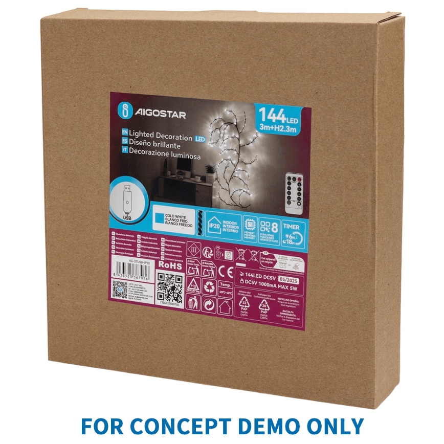 Aigostar - LED āra Ziemassvētku dekorācija 540xLED/6W/230V IP44 auksta balta 45cm