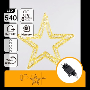 Aigostar - LED āra Ziemassvētku dekorācija 540xLED/6W/230V IP44 silti balta 45cm zvaigzne