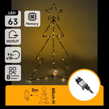 Aigostar - LED āra Ziemassvētku dekorācija 63xLED/3,6W/230V 60 cm IP44 egle siltā balta