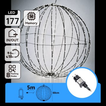 Aigostar - LED Āra Ziemassvētku dekorācija LED/3,6W/230V 60 cm IP44 bumba auksti balta