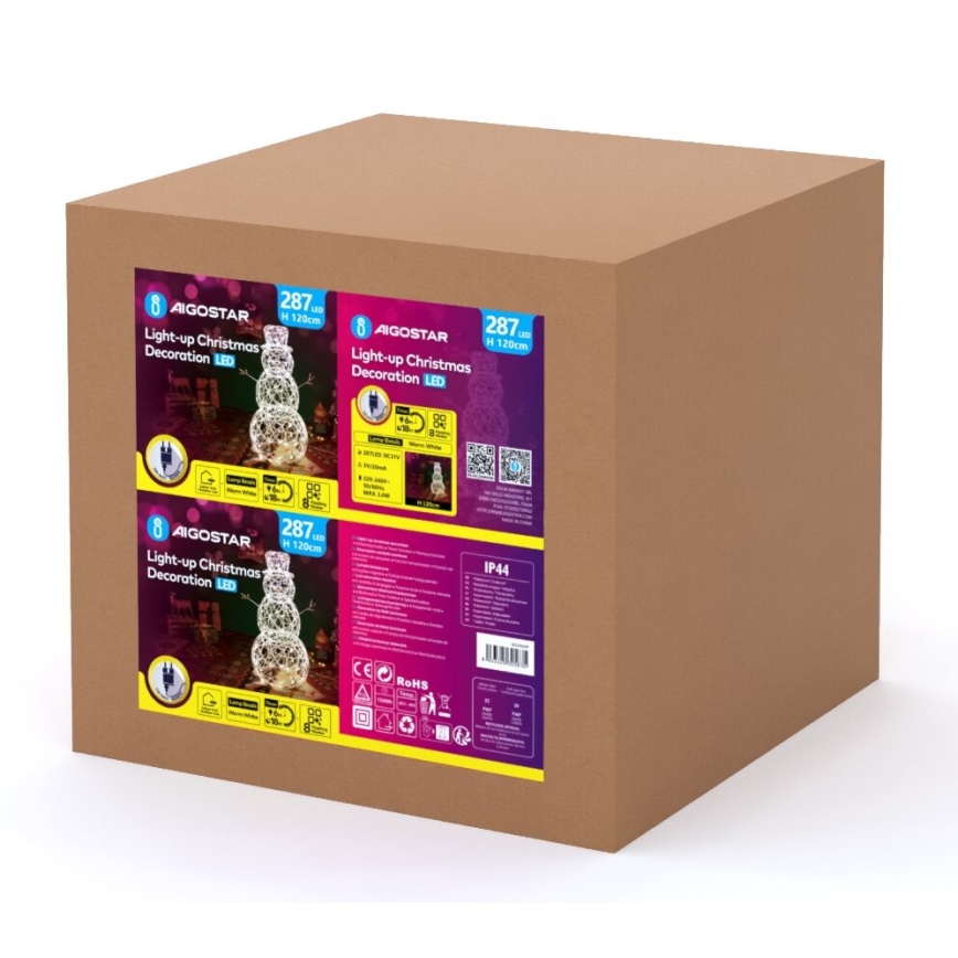 Aigostar - LED Āra Ziemassvētku Dekorācija 3,6W/31/230V 2700K 120 cm IP44 sniegavīrs