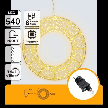 Aigostar - LED Āra Ziemassvētku dekors 540xLED/6W/230V IP44 siltā balta 45 cm aplis