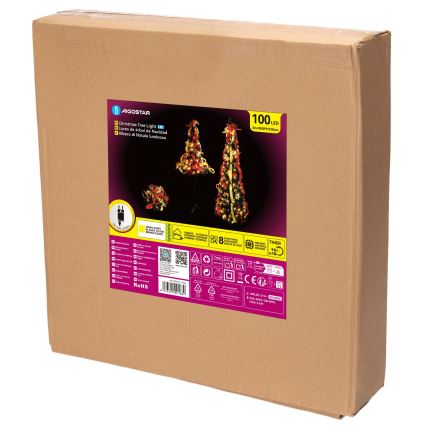 Aigostar - LED āra Ziemassvētku egle 100xLED 1,5m IP44 sarkana/zelta silta balta