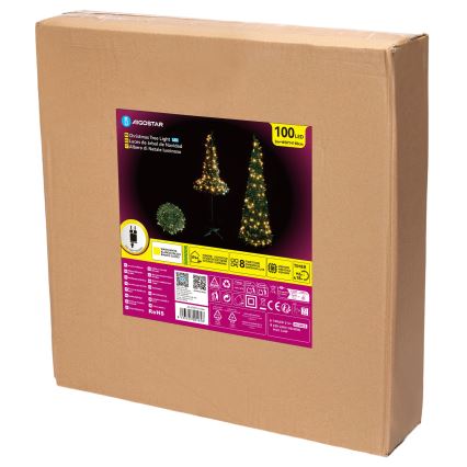 Aigostar - LED āra Ziemassvētku eglīte, 100 LED, 1,5 m, IP44, zaļa, silti balta gaisma