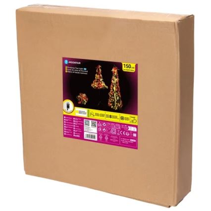 Aigostar - LED Āra Ziemassvētku eglīte, 150 LED, 1,8 m, IP44, sarkana/zeltaina, silti balta