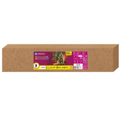 Aigostar - LED āra Ziemassvētku egle 245xLED/8 režīmi 2,1 m IP44 siltā balta
