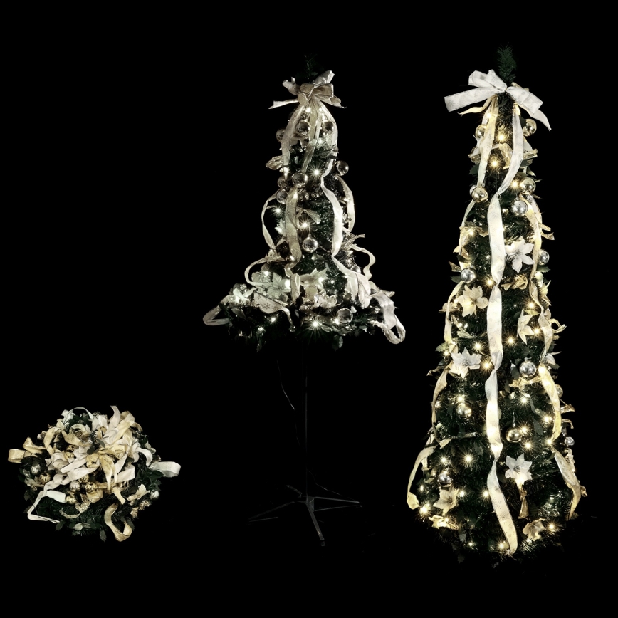 Aigostar - LED Āra Ziemassvētku egle 100xLED 1,5m IP44 balta/zelta auksti balta