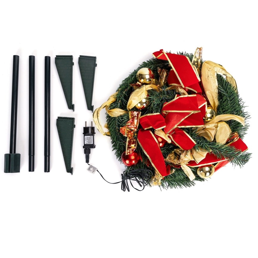 Aigostar - LED āra Ziemassvētku koks, 80 LED, 1,2 m, IP44, sarkans/zelta, silti balta