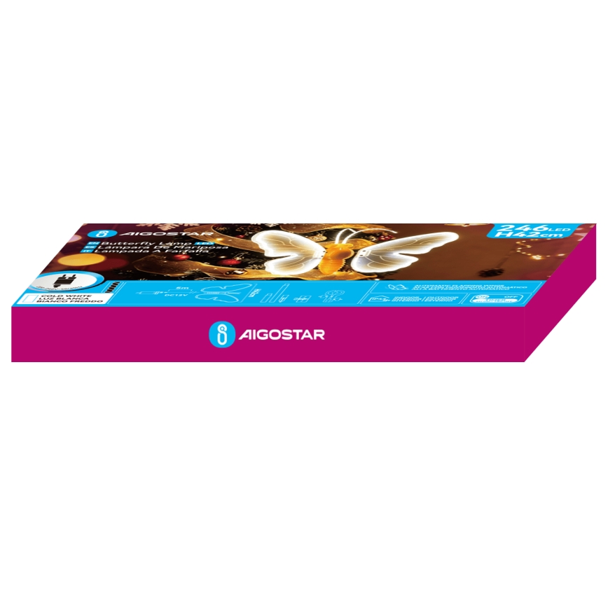 Aigostar - LED āra dekorācija 246xLED/9W/230V 42 cm IP44 tauriņš/auksta balta