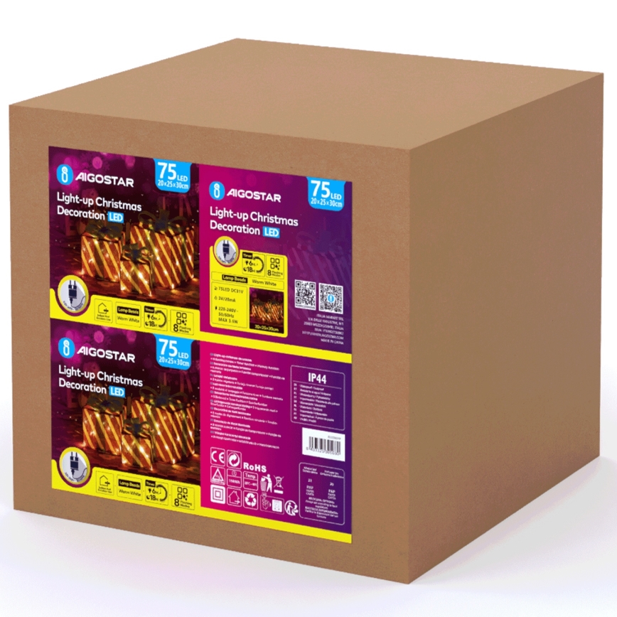 Aigostar- LED Āra Ziemassvētku rotājums 3,6W/31/230V 2700K 20/25/30cm IP44 gifts