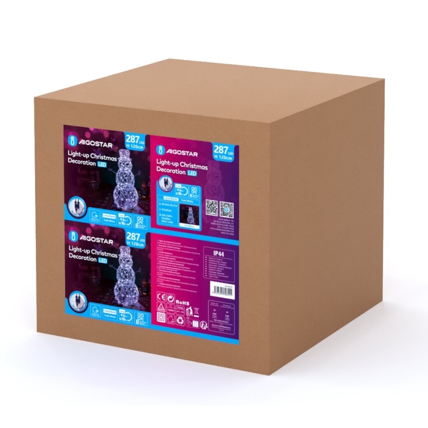 Aigostar - LED Āra Ziemassvētku rotājums 3,6W/31/230V 6500K 120cm IP44 sniegavīrs