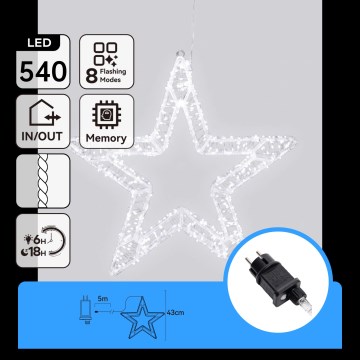 Aigostar - LED Āra Ziemassvētku rotājums 540xLED/6W/230V 43 cm IP44 auksti balta sniegpārsla