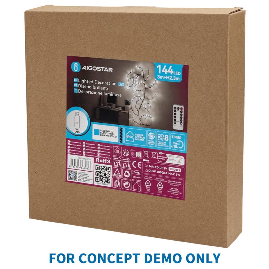 Aigostar - LED Āra Ziemassvētku dekorācija 540xLED/6W/230V 43 cm IP44 auksti balta mēnestiņš