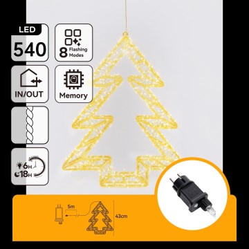 Aigostar - LED āra Ziemassvētku rotājums 540xLED/6W/230V IP44 siltā balta 45cm eglīte