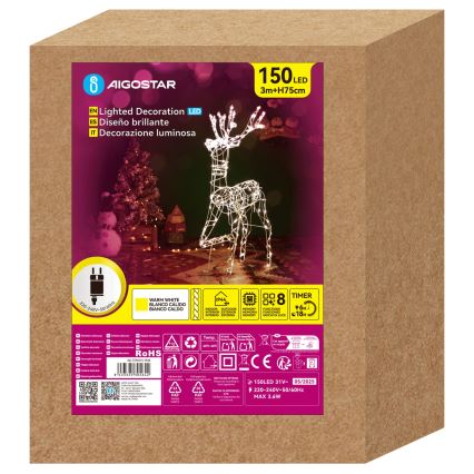Aigostar - LED Āra Ziemassvetku rotājums LED/3,6W/31/230V 2700K 75 cm IP44 ziemeļbriedis