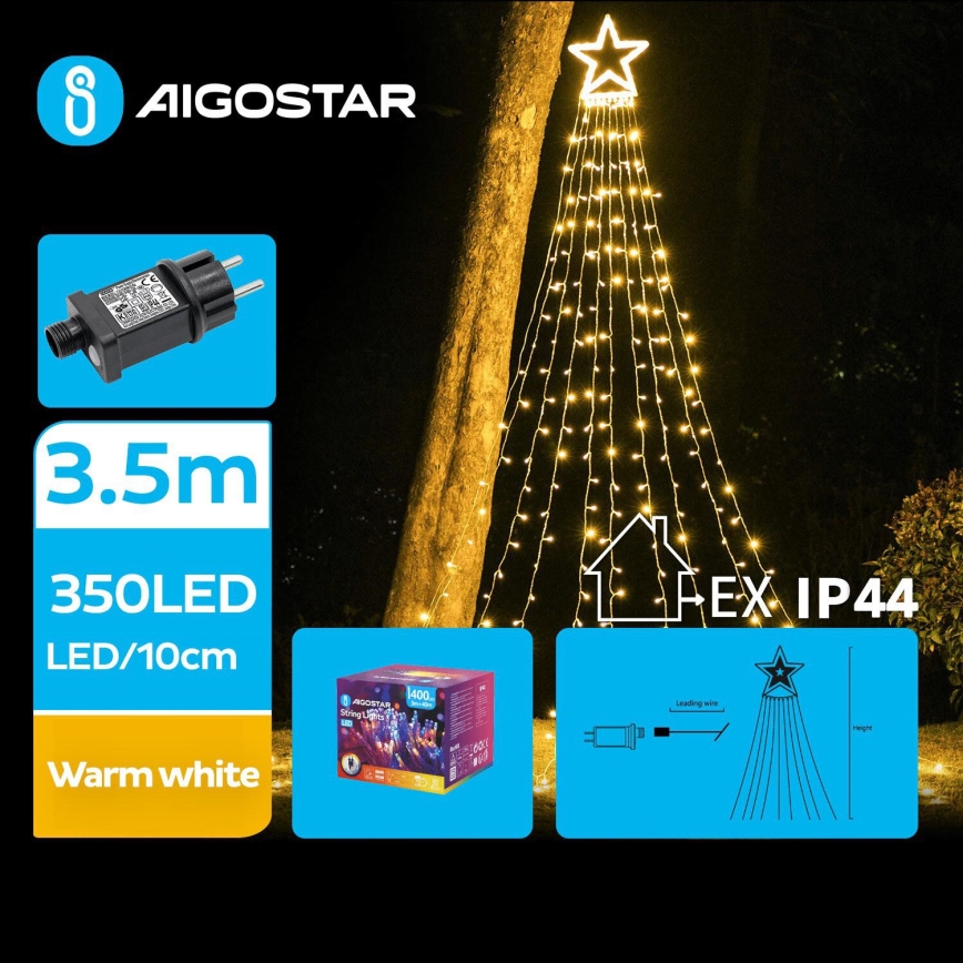 Aigostar - LED Āra Ziemassvētku rotājums LED/6W/230V 3,5m IP44 silti balta