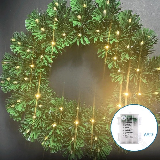Aigostar - LED āra Ziemassvētku vainags 72xLED/3xAA Ø 50 cm IP44 siltā balta