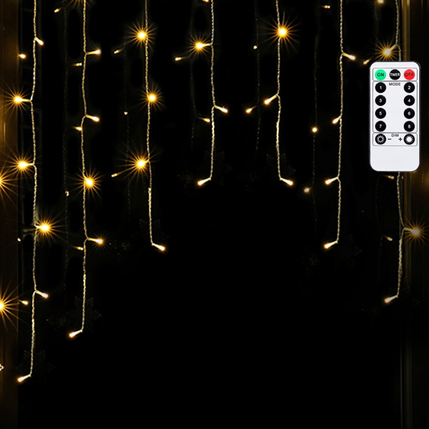 Aigostar - LED āra Ziemassvētku virtene, 100 LED, 6 W, 230 V, 8 funkcijas, 1,5 x 1 m, IP44, silti balta, ar tālvadību