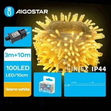 Aigostar - LED āra Ziemassvētku virtene 100xLED/8 funkcijas 13m IP44 siltā balta