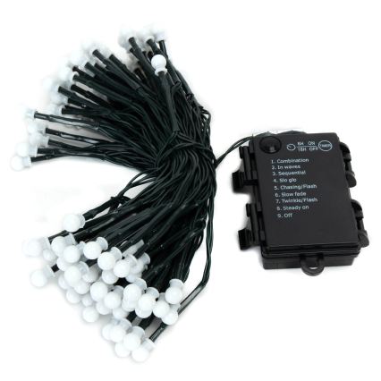 Aigostar - LED āra Ziemassvētku virtene 100xLED/8 režīmi 3xAA 10,3m IP44 siltā balta