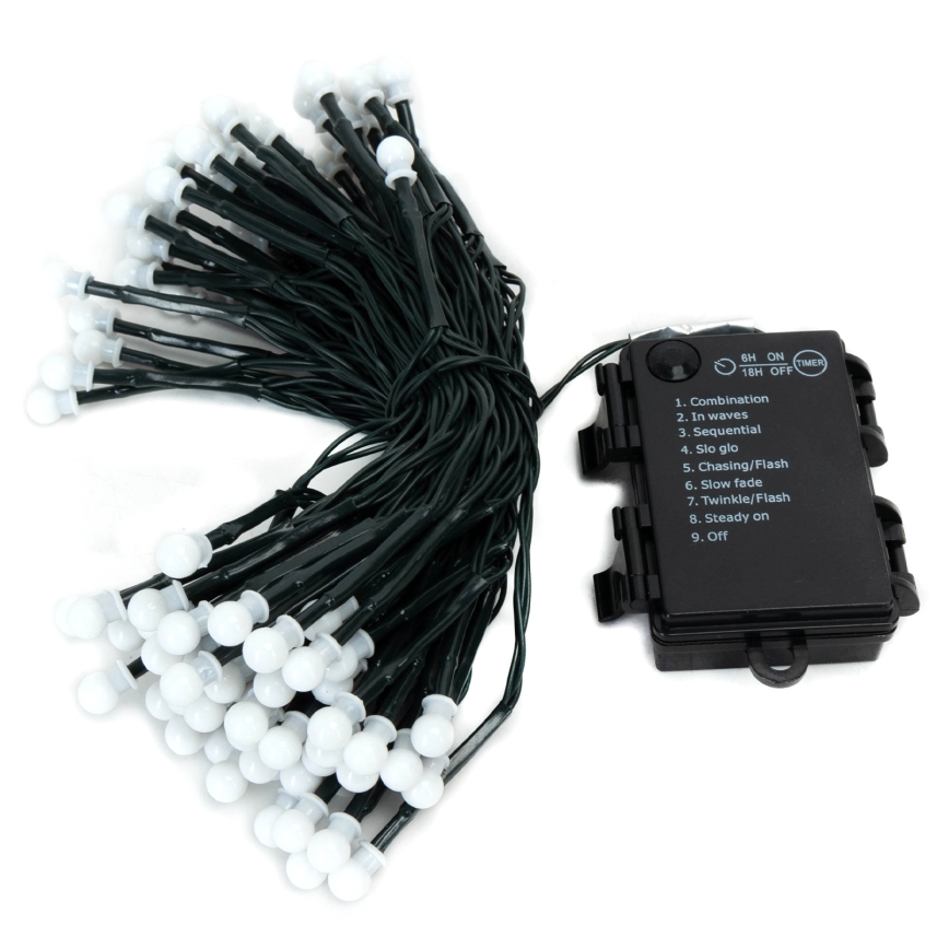 Aigostar - LED āra Ziemassvētku virtene 100xLED/8 režīmi 3xAA 10,3m IP44 siltā balta