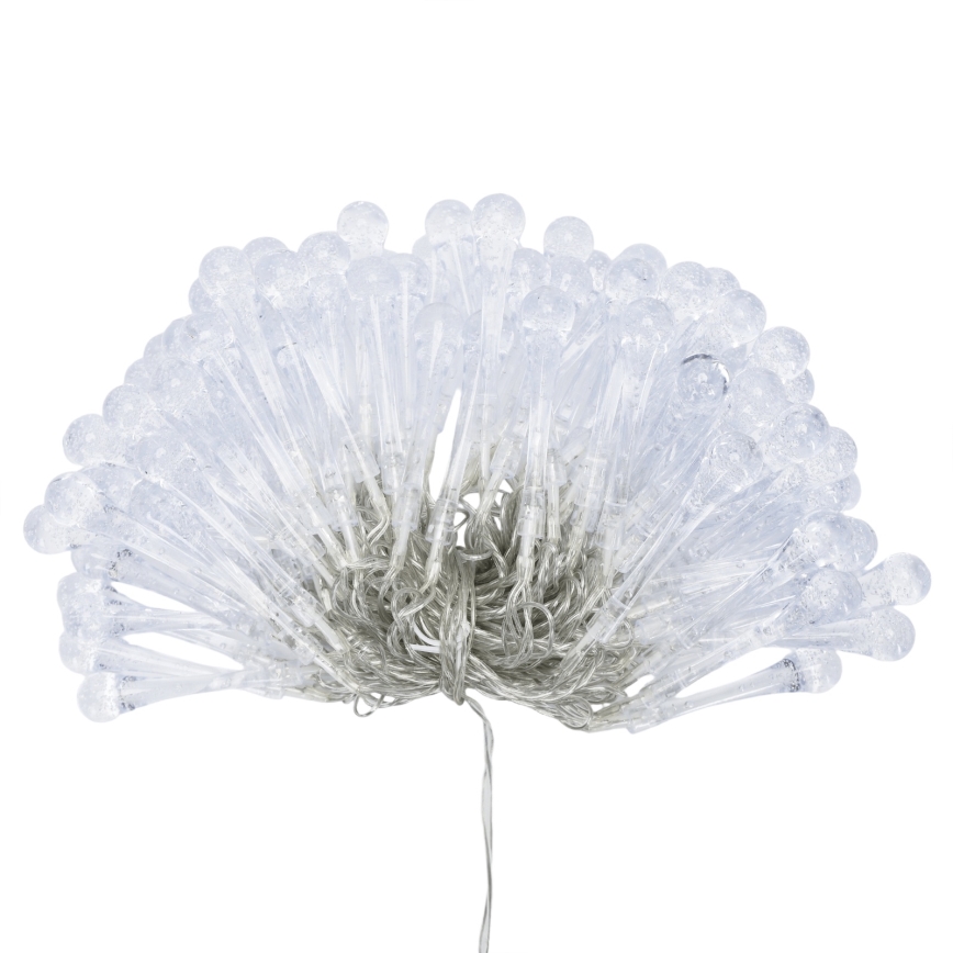 Aigostar - LED āra Ziemassvētku virtene, 100 LED / 8 funkcijas, 3x AA, 10 m, IP44, siltā baltā gaisma, pilienveida