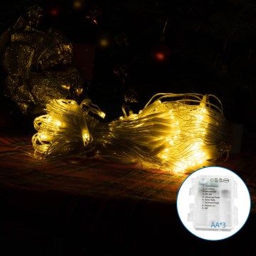 Aigostar - LED āra Ziemassvētku virtene 100xLED/8 režīmi 3xAA 8x0,6m IP44 siltā balta