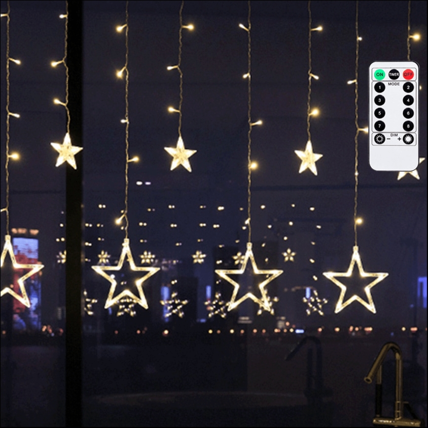 Aigostar - LED āra virtene 120 LED/8 režīmi 3x0,6 m IP44 silti balta + tālvadība