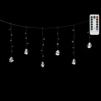 Aigostar - LED āra Ziemassvētku virtene 120xLED/8 funkcijas 3x0,6m IP44 auksti balta + tālvadība
