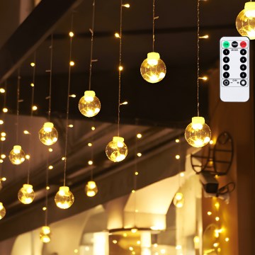 Aigostar - LED āra Ziemassvētku virtene 120xLED/8 funkcijas 3x0,6m IP44 siltā balta + ar tālvadības pulti