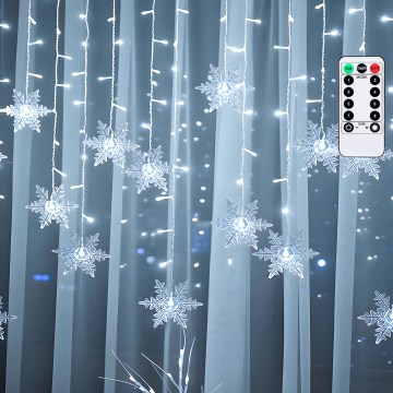 Aigostar - LED āra ziemassvētku virtene 120xLED/8 režīmi 3x0,7m IP44 auksti balta + tālvadības pults