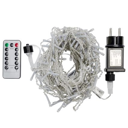 Aigostar - Āra Ziemassvētku LED virtene 150 LED/6W/230V/8 režīmi 1,5x1m IP44 auksti balta + ar tālvadības pulti