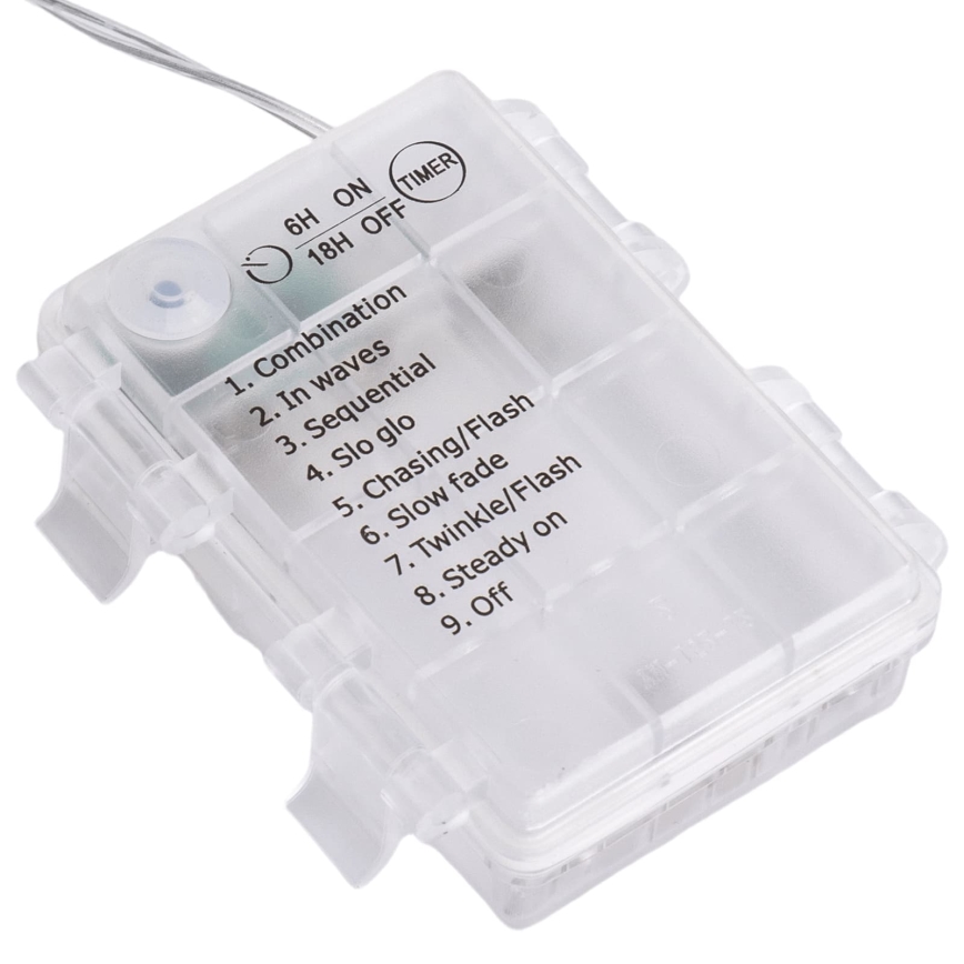 Aigostar - LED āra Ziemassvētku virtene 156xLED/8 režīmi 3xAA 4,2x1,2m IP44 auksti balta
