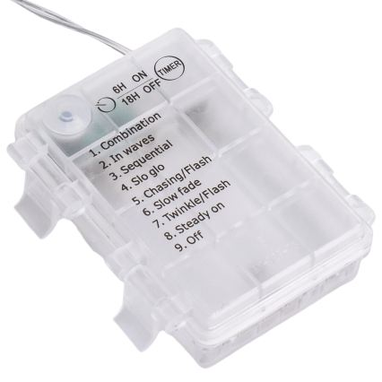 Aigostar - LED āra Ziemassvētku virtene 192xLED/8 režīmi 3xAA 4,5x1,2m IP44 auksta balta